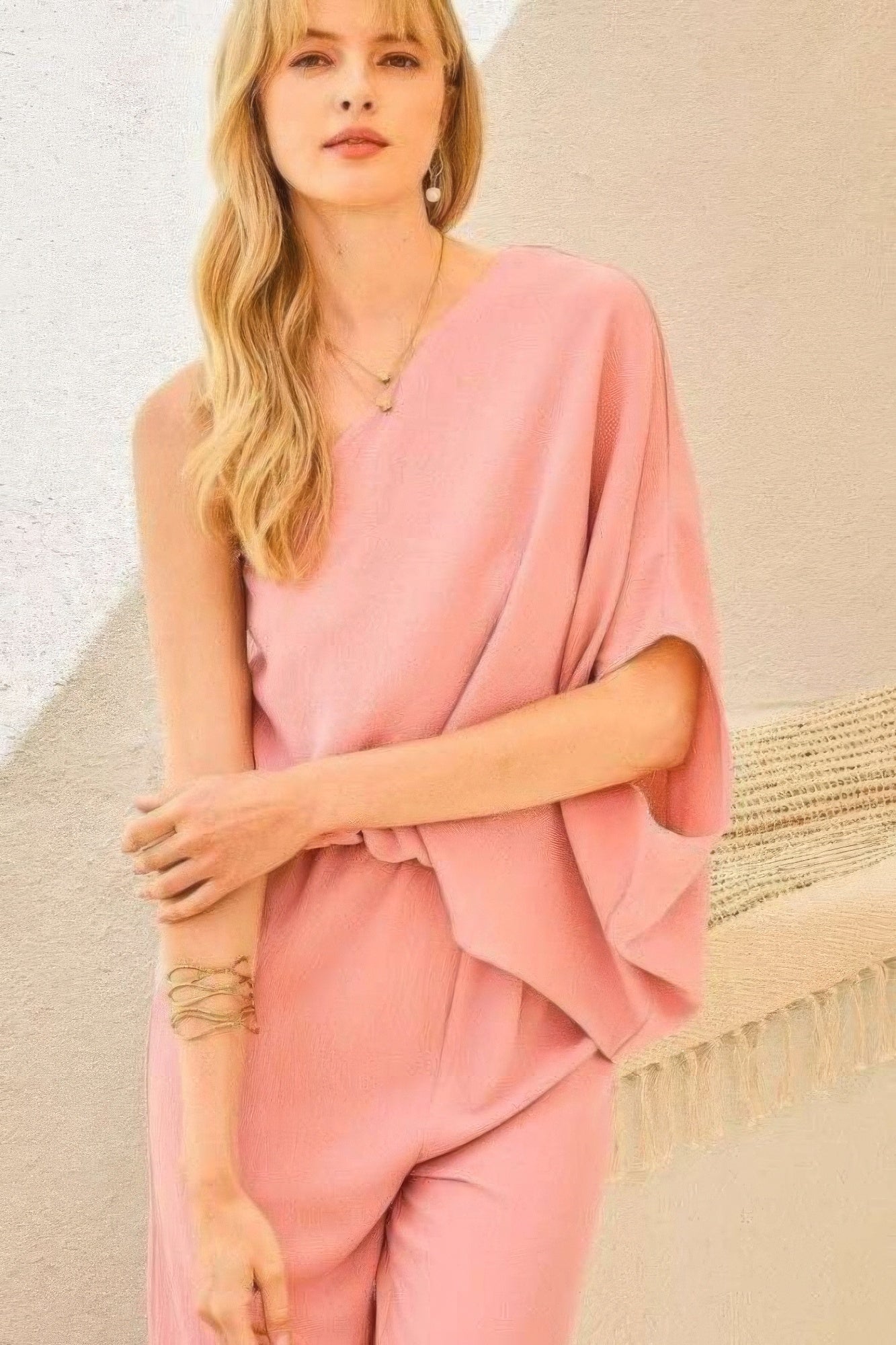 One Shoulder 3/4 Sleeve Unbalanced Waist Elastic Solid Pants Jumpsuit - All Season Fashion
