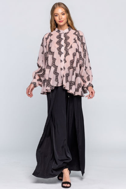 See Through Shirt With Lace Detail - All Season Fashion