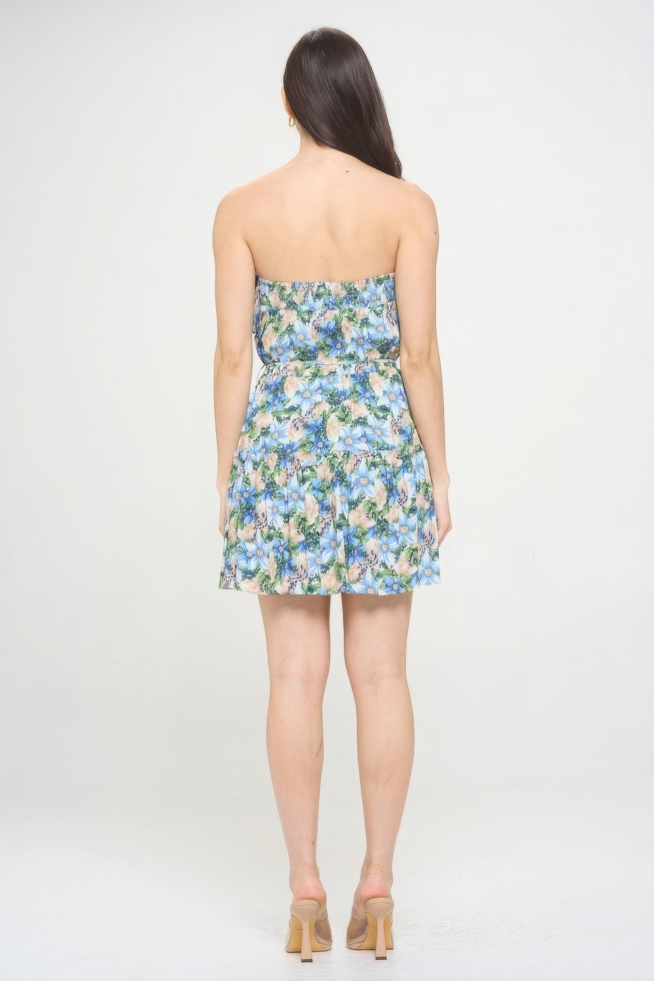 Berry Flower Ruffle Tube Top Mini Dress - All Season Fashion