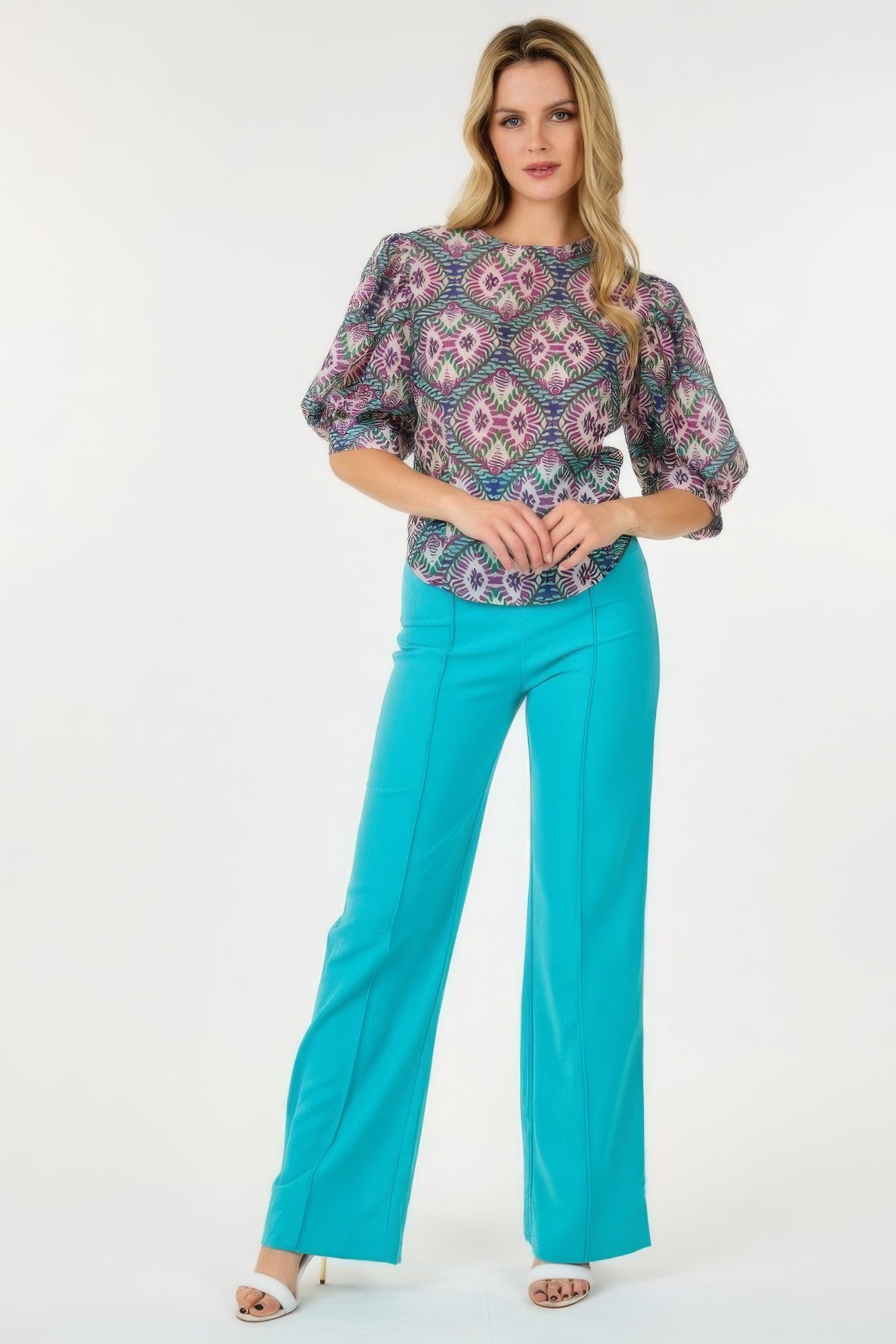 Puff Sleeve Multi-print Top - All Season Fashion