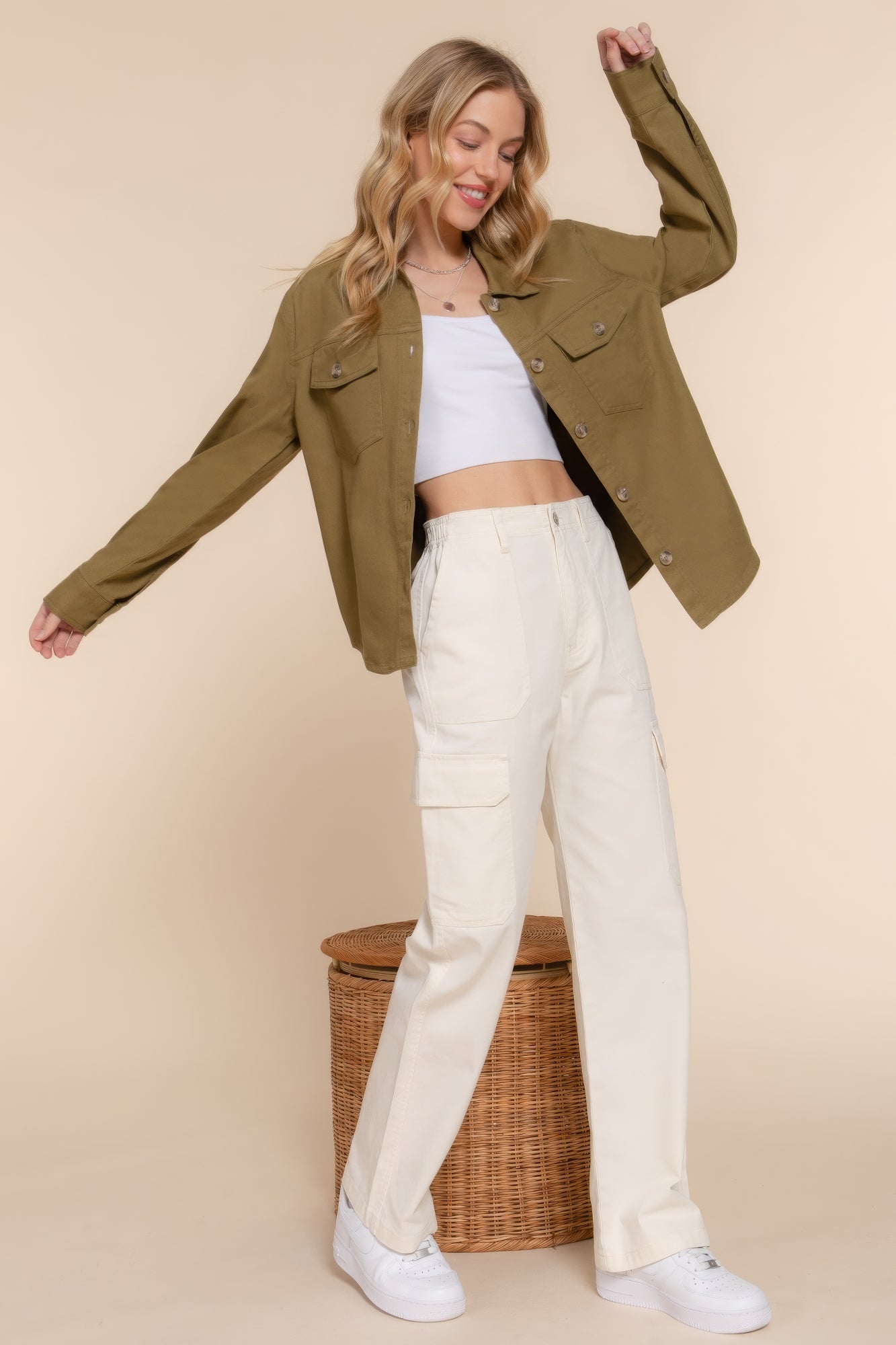 Button Down Cotton Denim Shacket - All Season Fashion