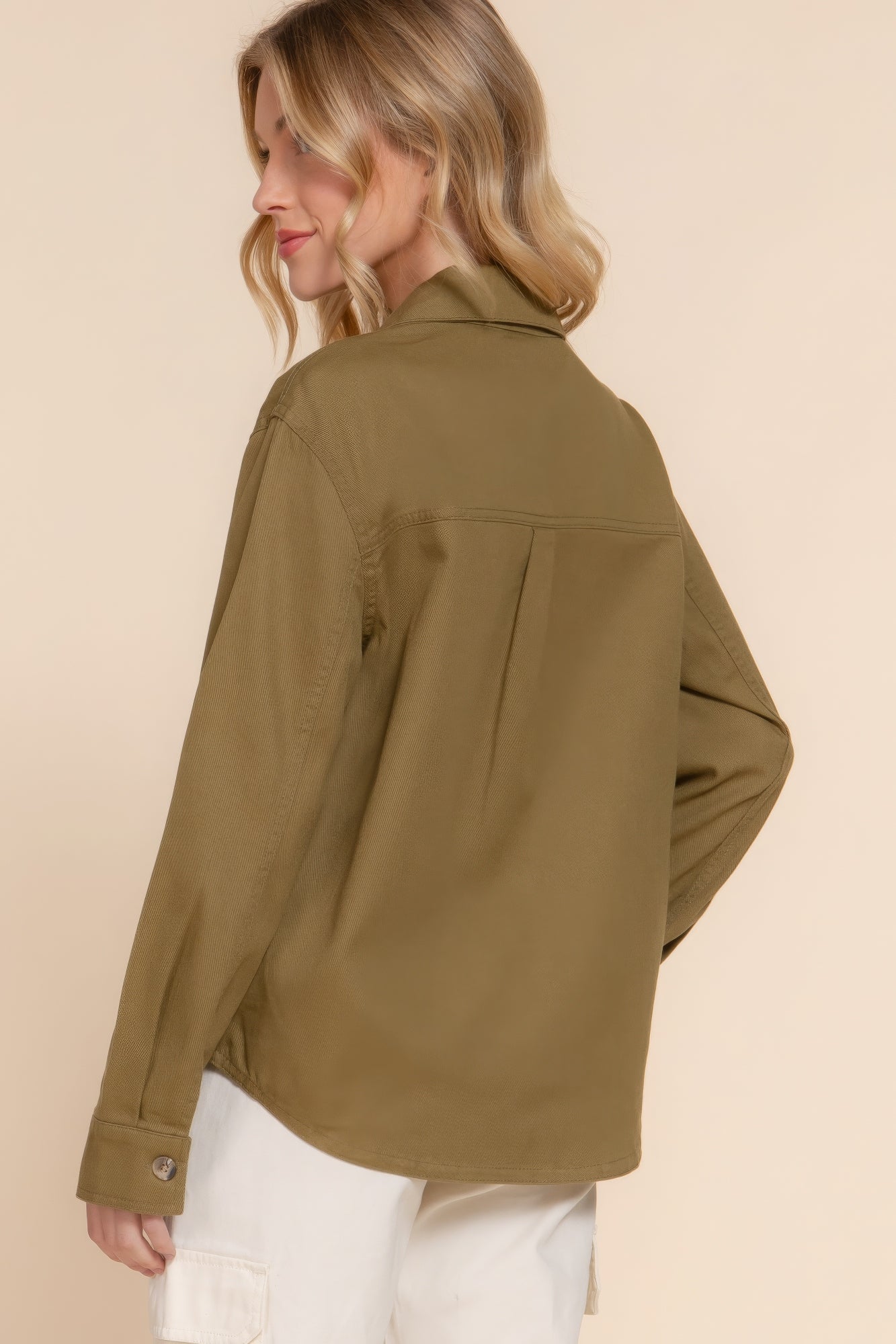 Button Down Cotton Denim Shacket - All Season Fashion