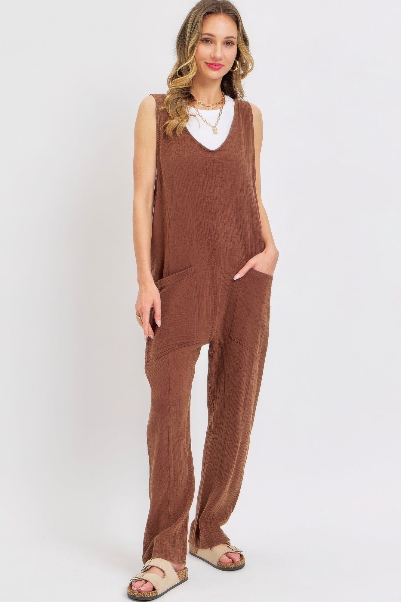 Mineral Washed Summer Jumpsuit - All Season Fashion