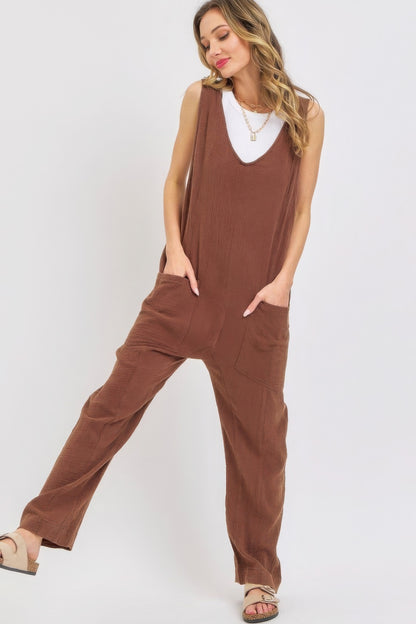 Mineral Washed Summer Jumpsuit - All Season Fashion