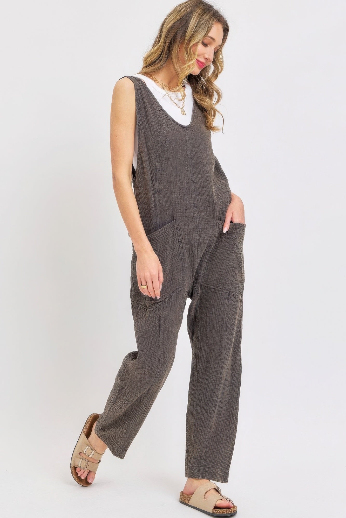 Mineral Washed Summer Jumpsuit - All Season Fashion