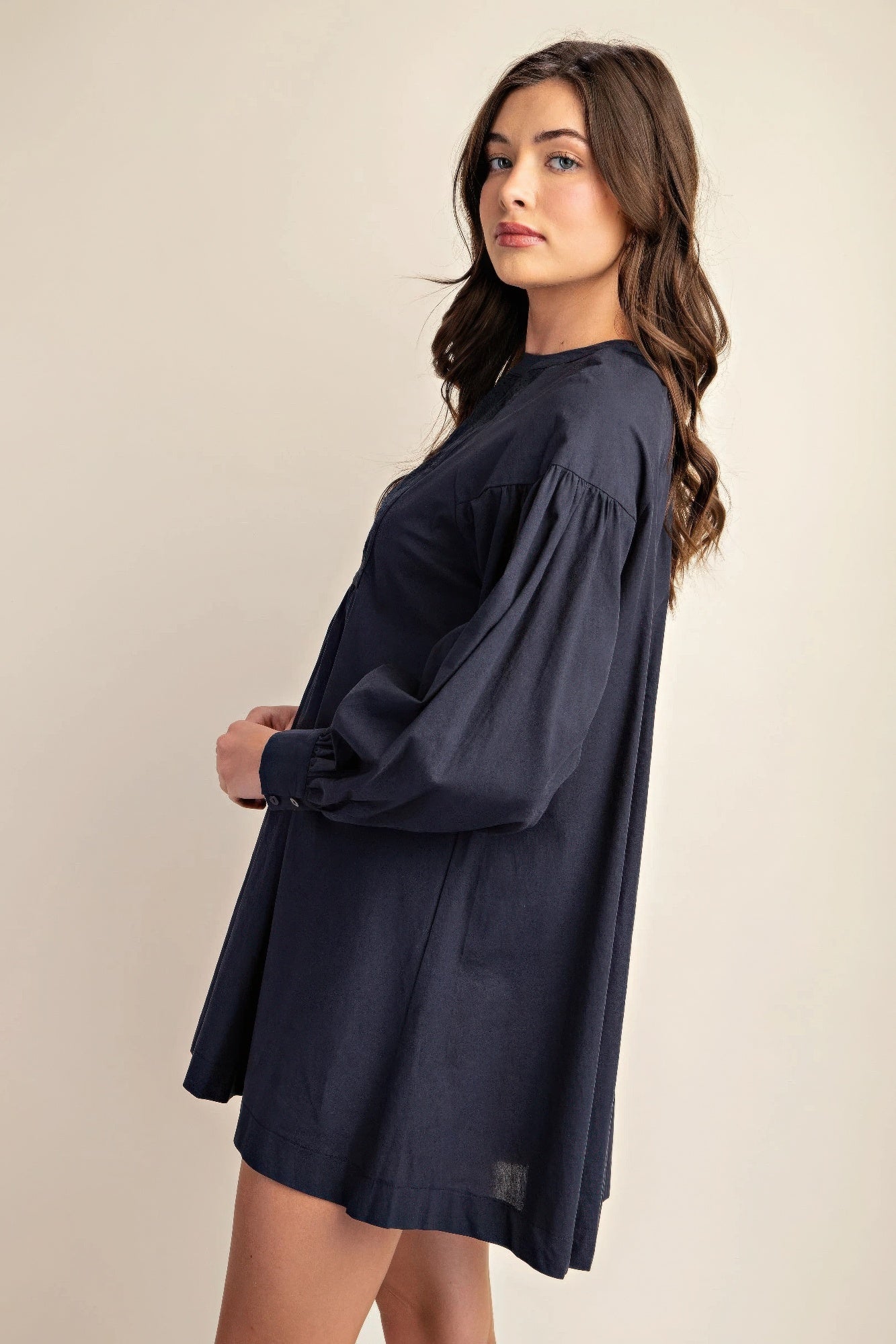 Long sleeve mini dress with lace detail - All Season Fashion