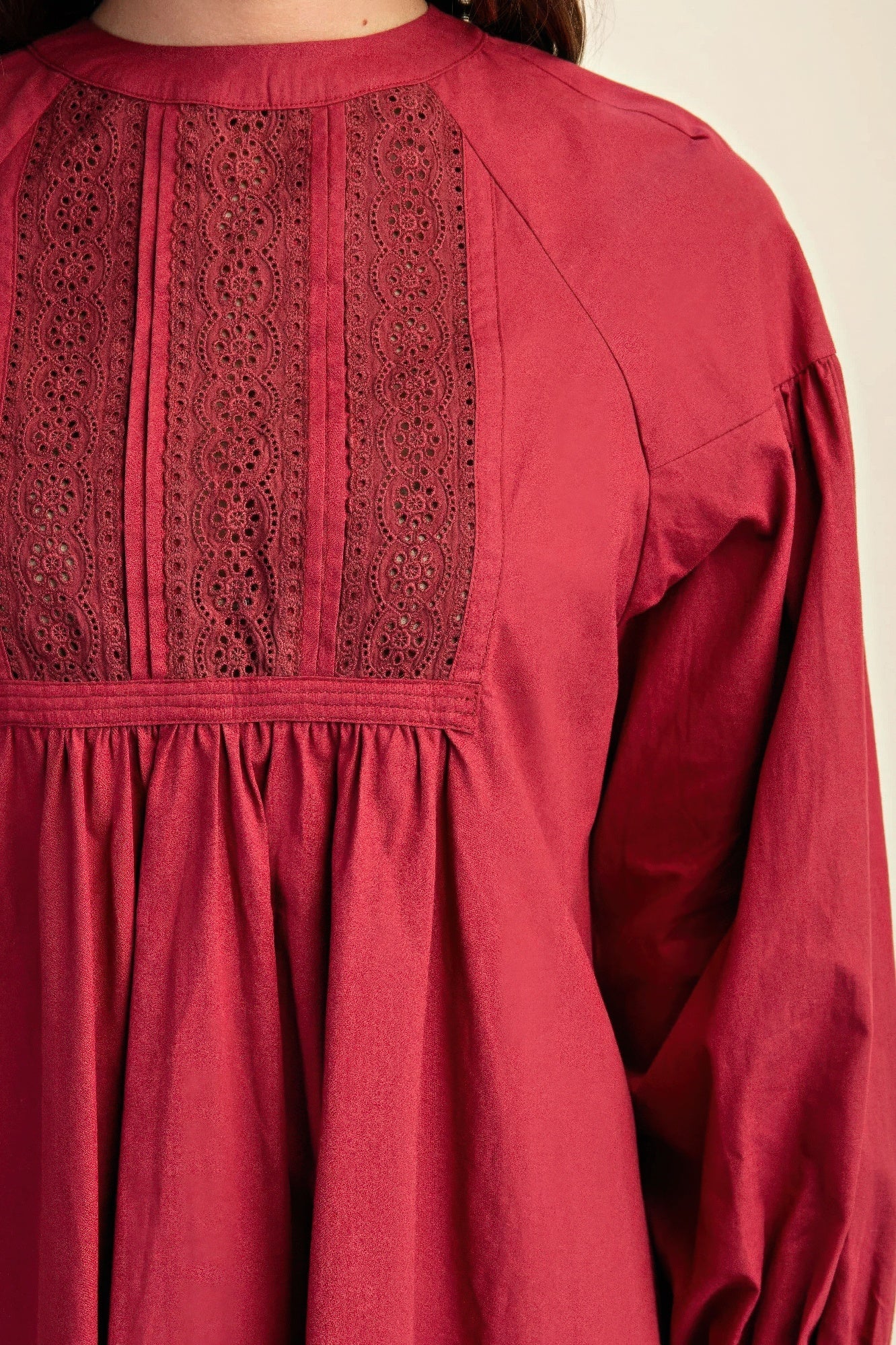 Long sleeve mini dress with lace detail - All Season Fashion