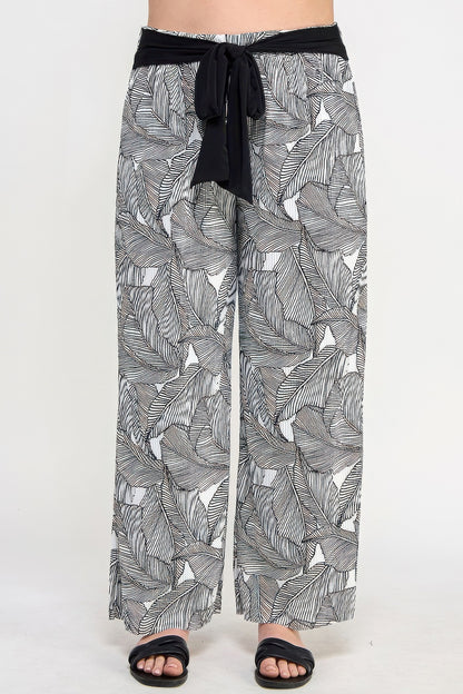 Plisse Palm Print Pants - All Season Fashion