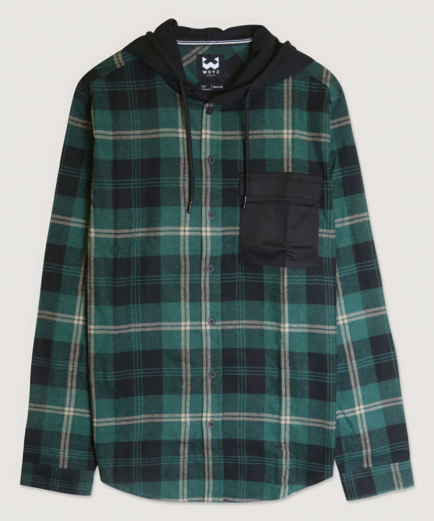 Contrast Pocket Plaid Hooded Shirt - All Season Fashion