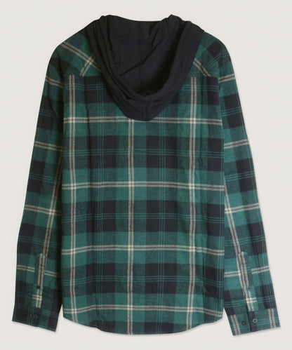 Contrast Pocket Plaid Hooded Shirt - All Season Fashion