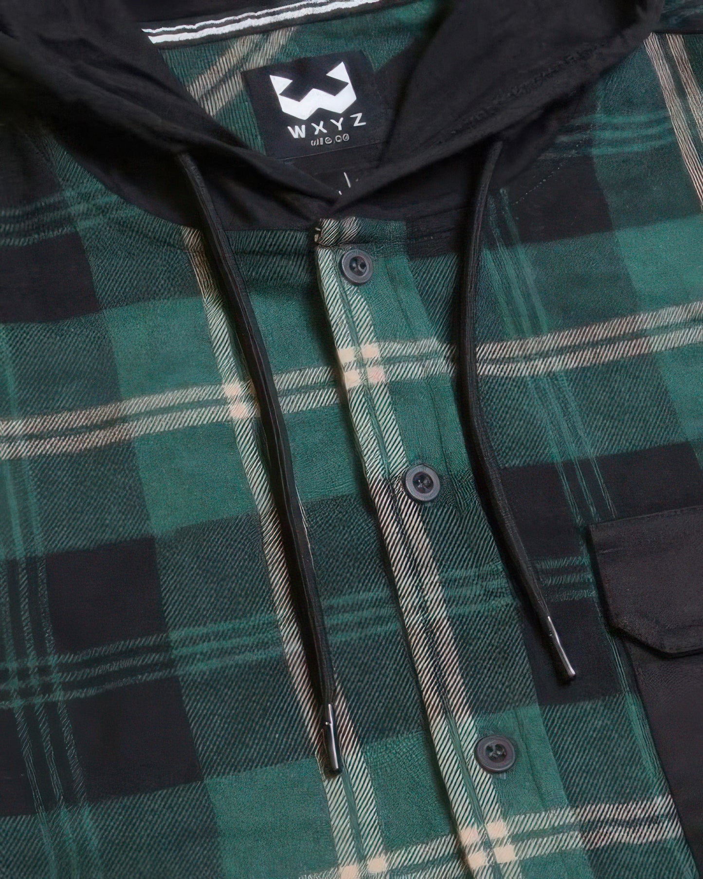 Contrast Pocket Plaid Hooded Shirt - All Season Fashion