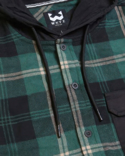 Contrast Pocket Plaid Hooded Shirt - All Season Fashion