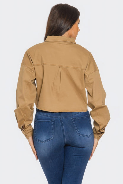 Bling Denim Button Down Shirt - All Season Fashion