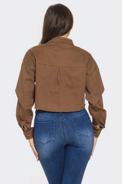 Bling Denim Button Down Shirt - All Season Fashion