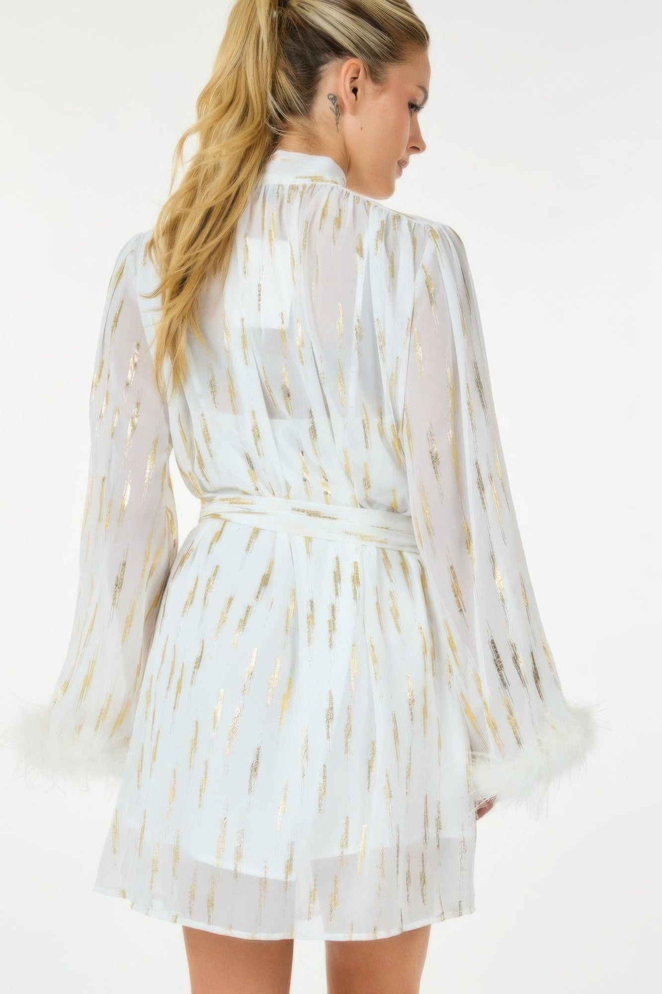 Metallic Print Short Dress - All Season Fashion