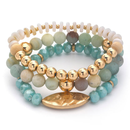 Multi Mix Bead Stretch Bracelet Set - All Season Fashion