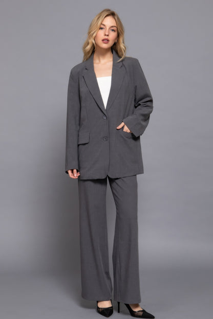 Long slv front button closure blazer - All Season Fashion