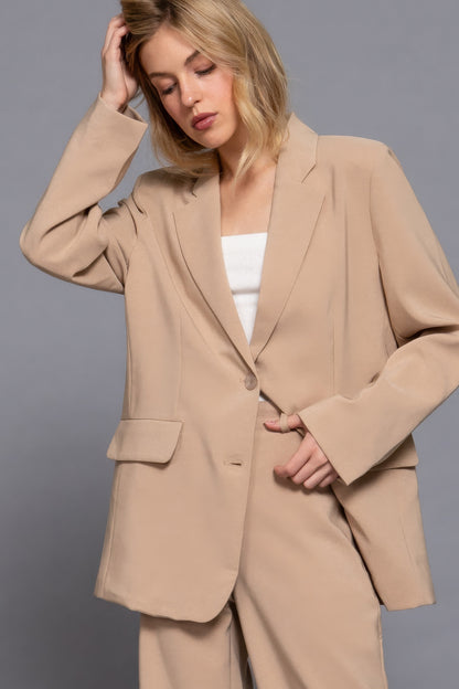 Long slv front button closure blazer - All Season Fashion
