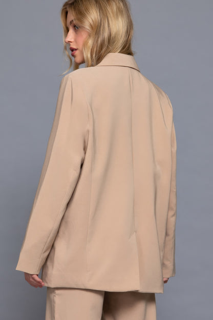 Long slv front button closure blazer - All Season Fashion