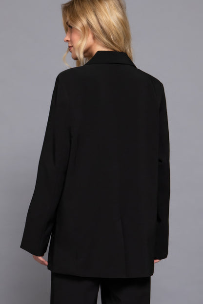 Long slv front button closure blazer - All Season Fashion