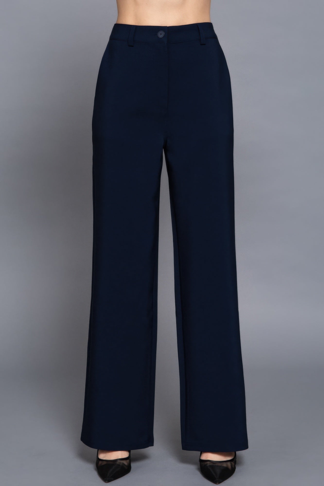 Back elastic straight woven long pants - All Season Fashion