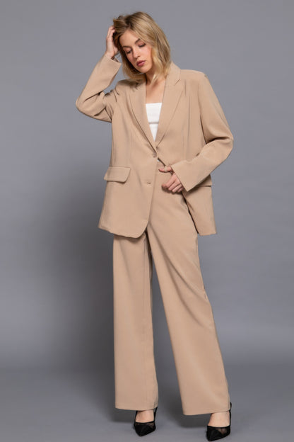 Back elastic straight woven long pants - All Season Fashion