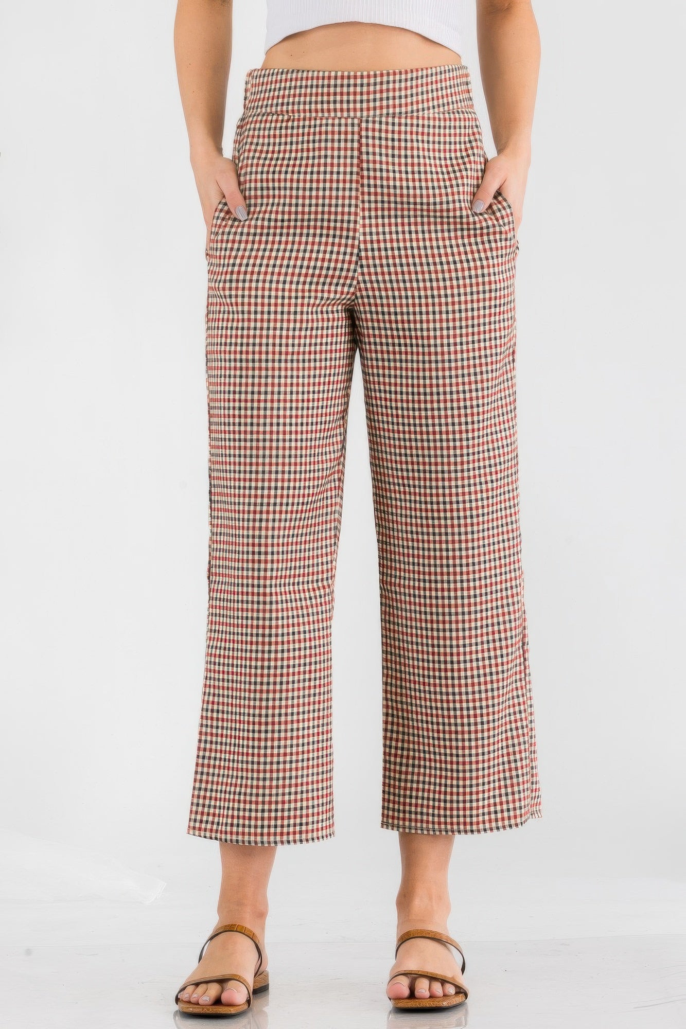 Gingham High Waist Pants - All Season Fashion