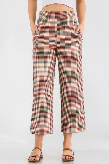 Gingham High Waist Pants - All Season Fashion