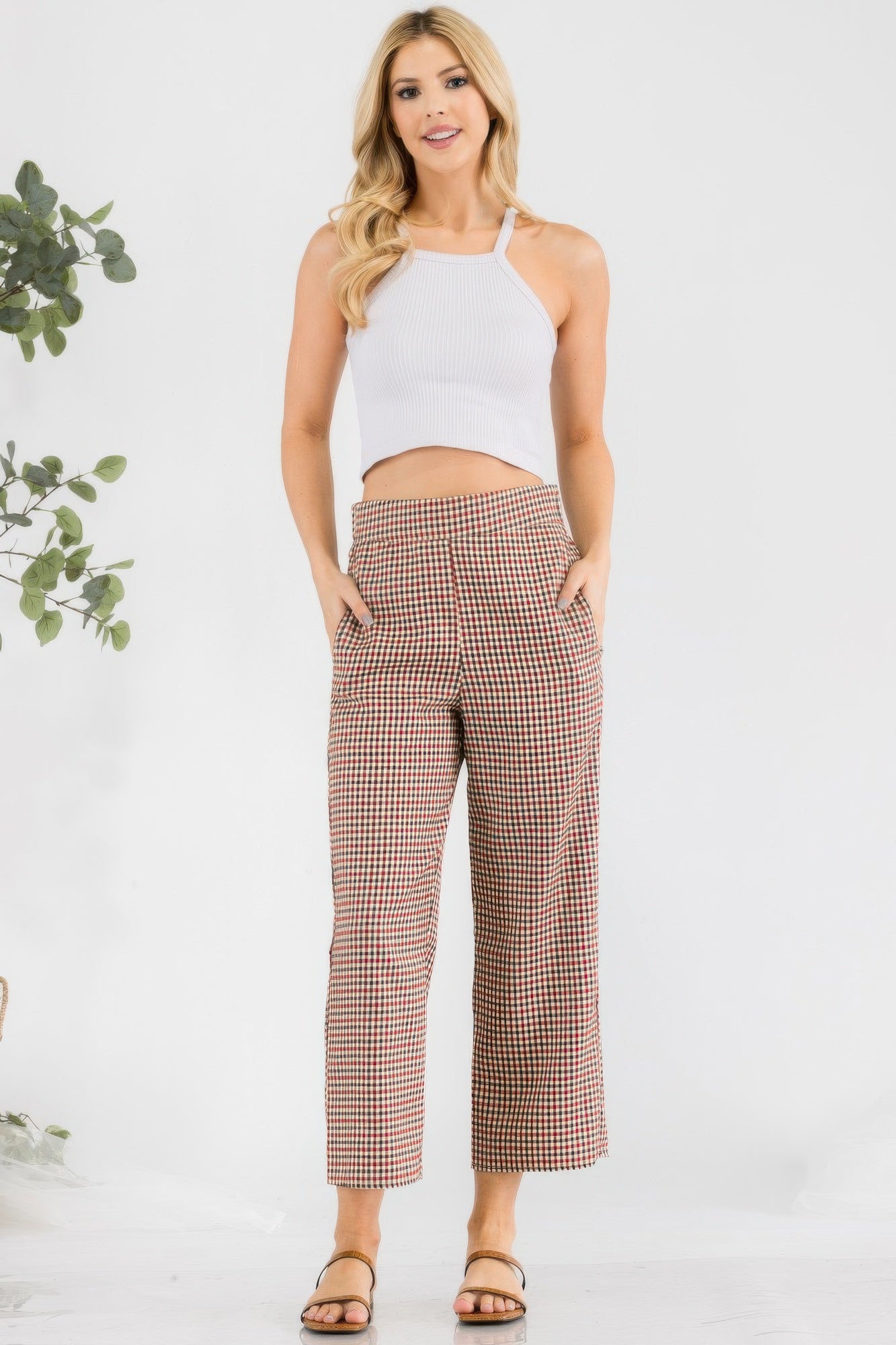 Gingham High Waist Pants - All Season Fashion