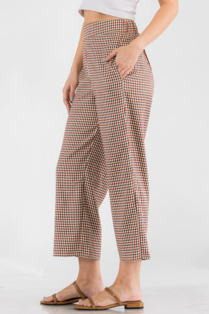 Gingham High Waist Pants - All Season Fashion