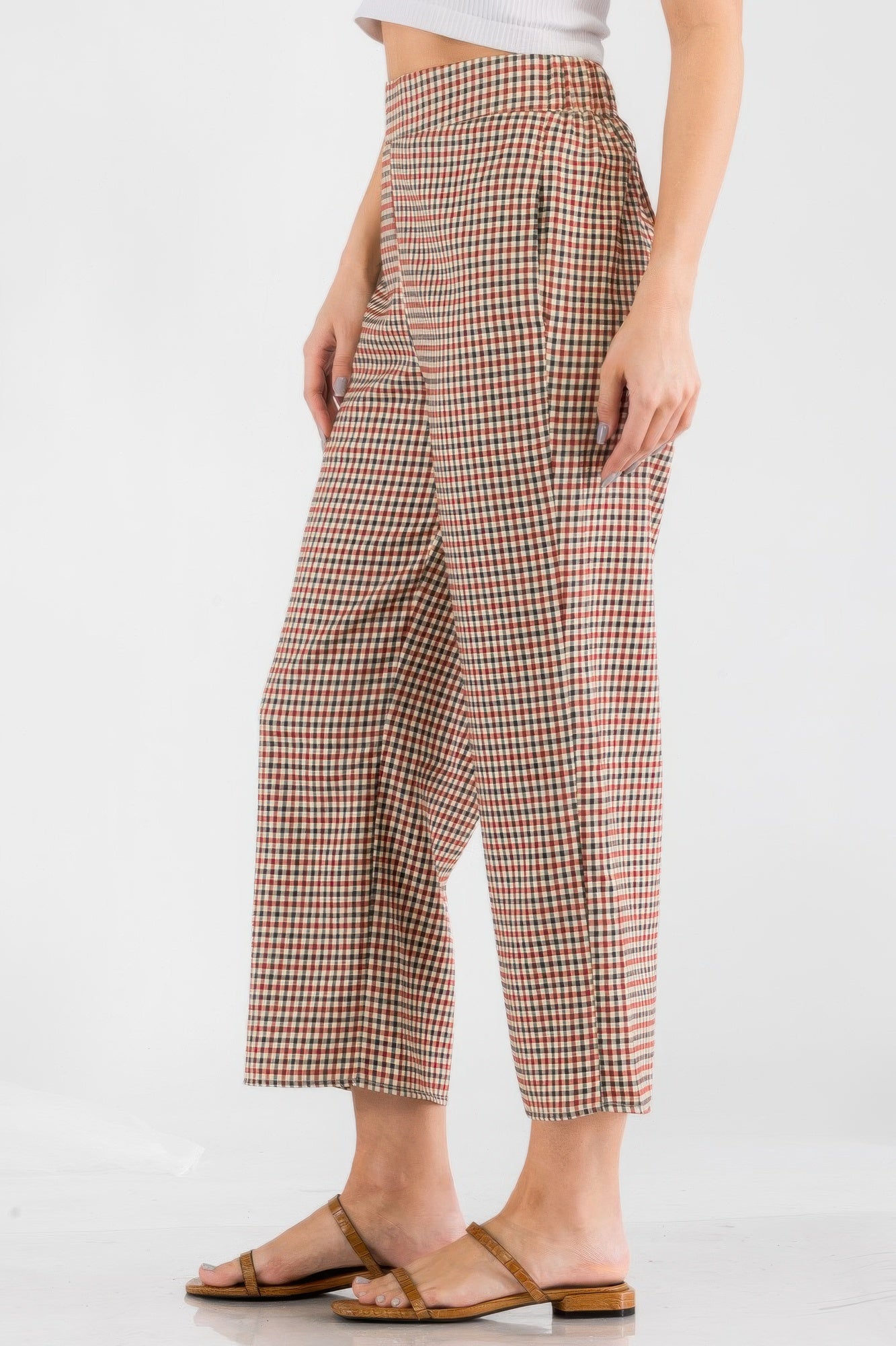 Gingham High Waist Pants - All Season Fashion