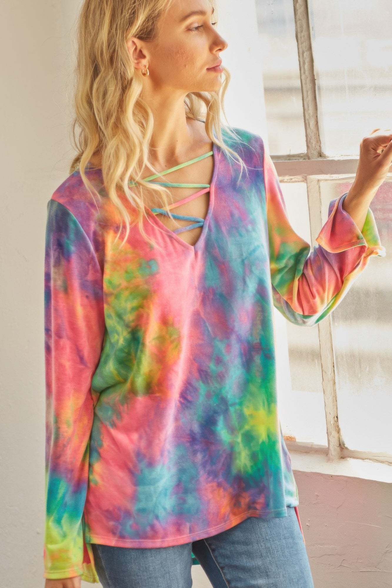 Tie-dye Cage Hi-low Top - All Season Fashion