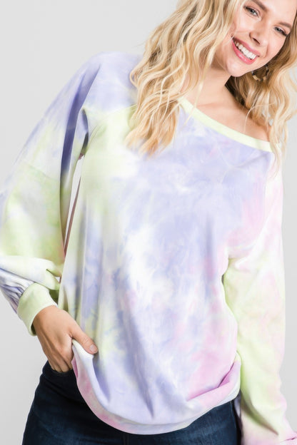 Tie-dye Puff Long Sleeve Top - All Season Fashion