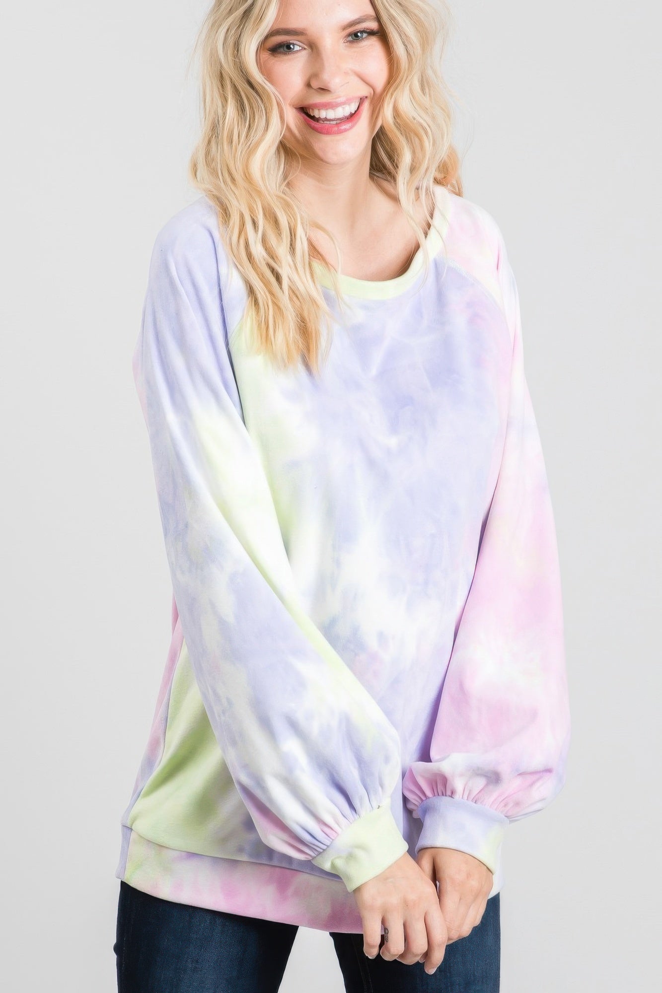 Tie-dye Puff Long Sleeve Top - All Season Fashion