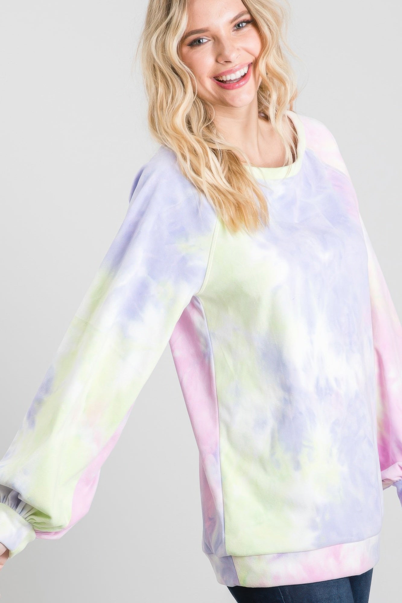 Tie-dye Puff Long Sleeve Top - All Season Fashion