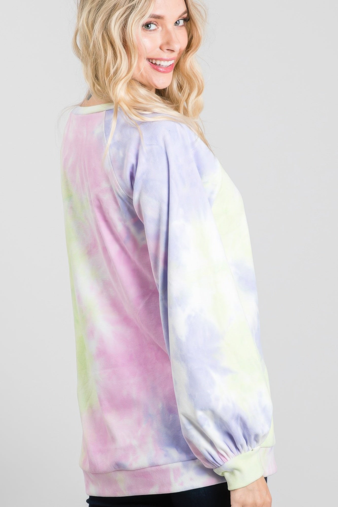 Tie-dye Puff Long Sleeve Top - All Season Fashion