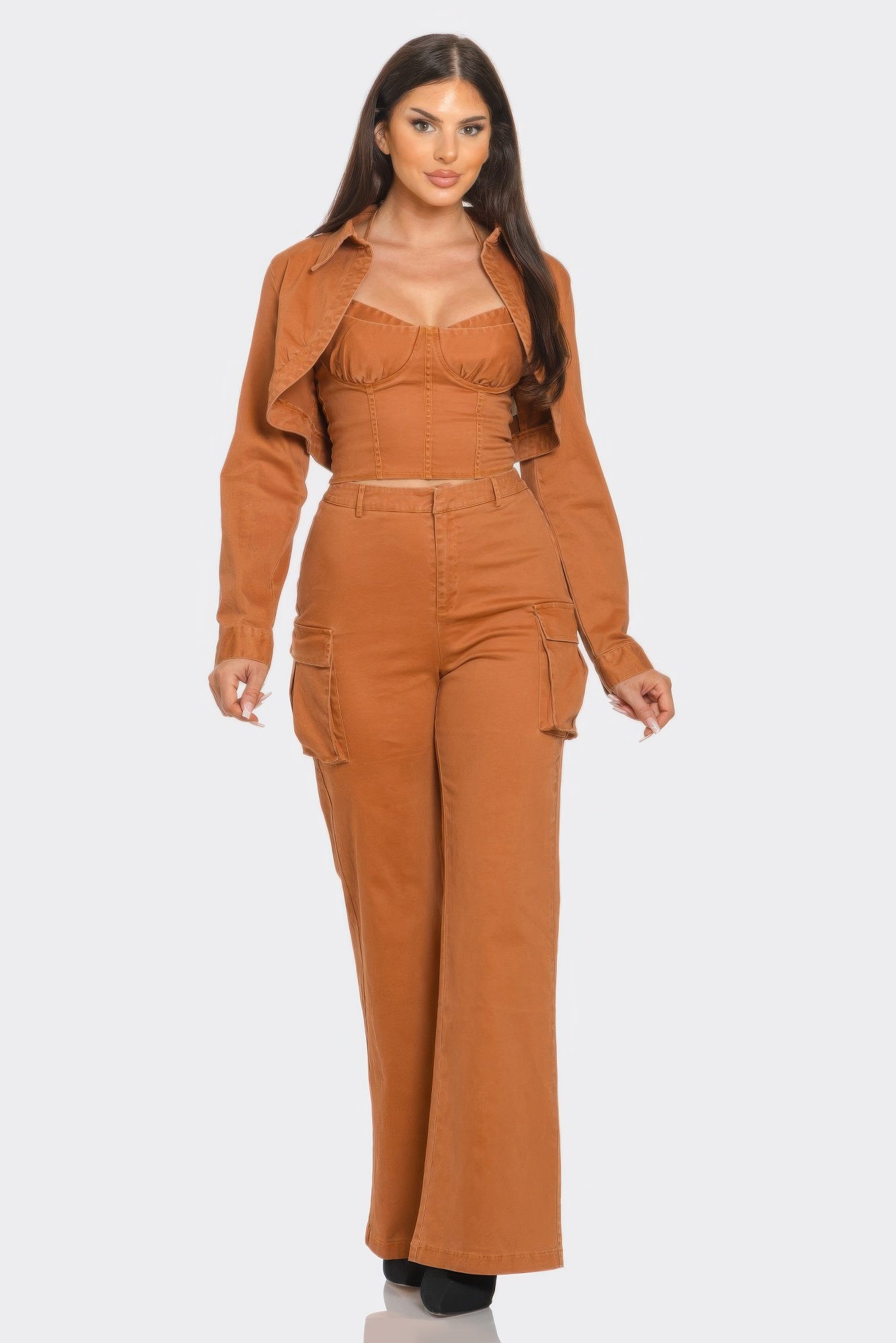 Crop Jacket 3pcs Set - All Season Fashion