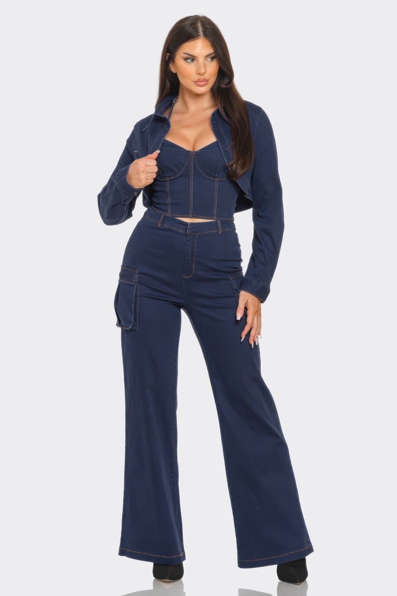 Crop Jacket 3pcs Set - All Season Fashion