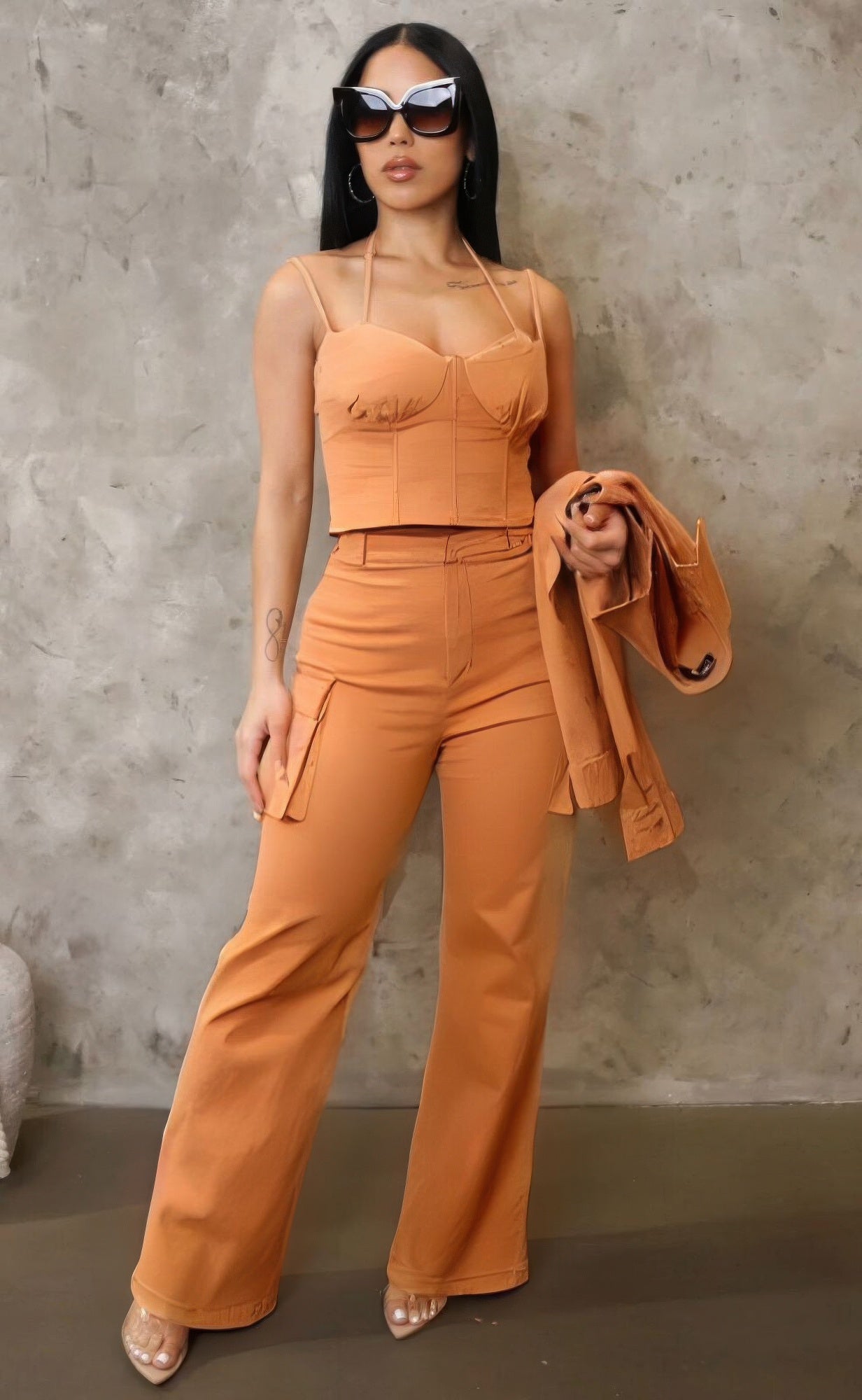 Crop Jacket 3pcs Set - All Season Fashion