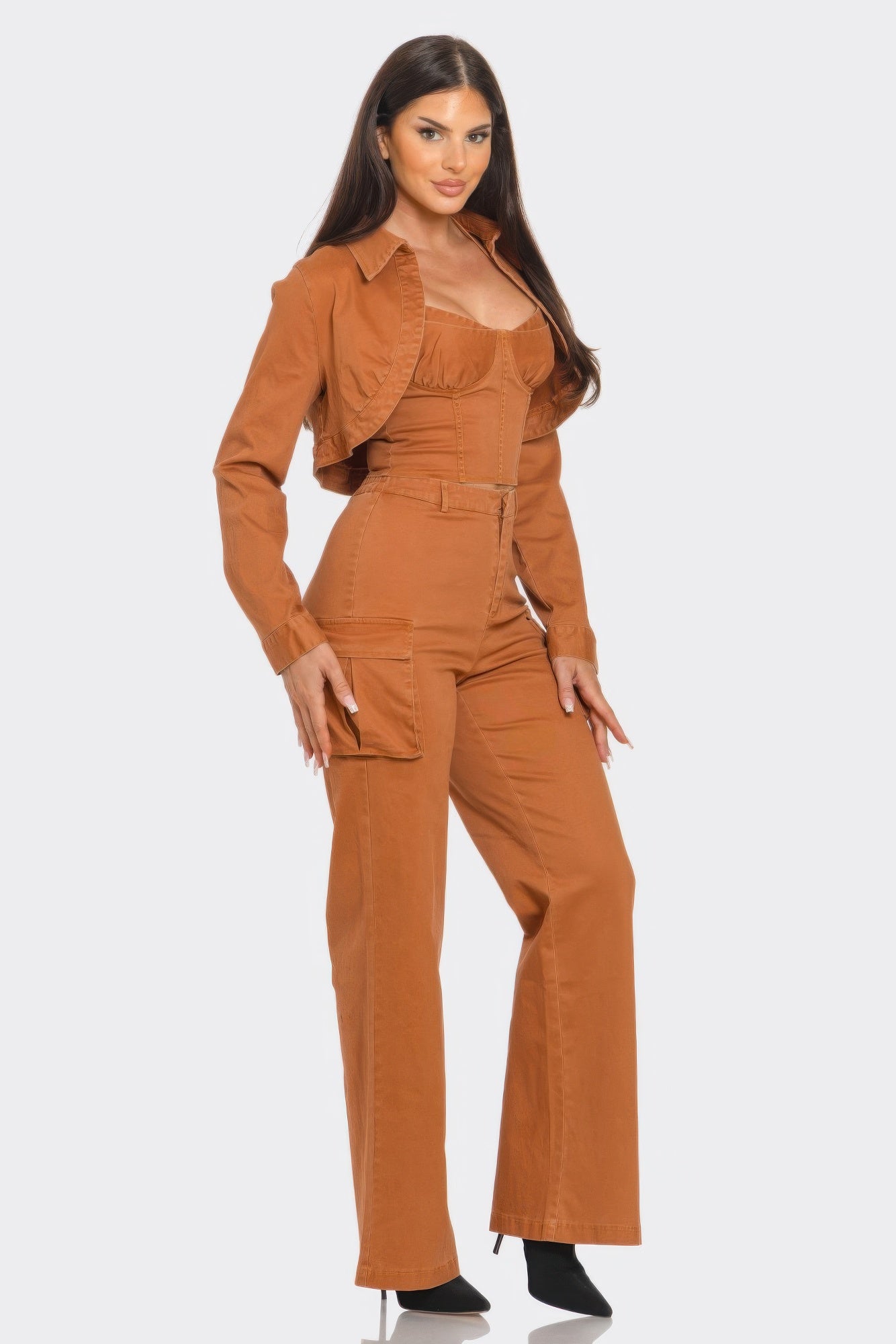 Crop Jacket 3pcs Set - All Season Fashion