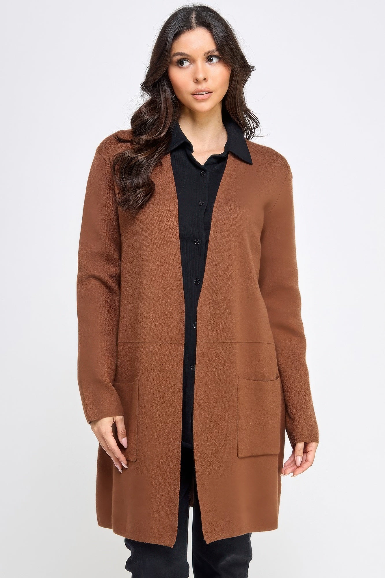 Basic Soft Long Line Open Front Sweater Cardigan - All Season Fashion