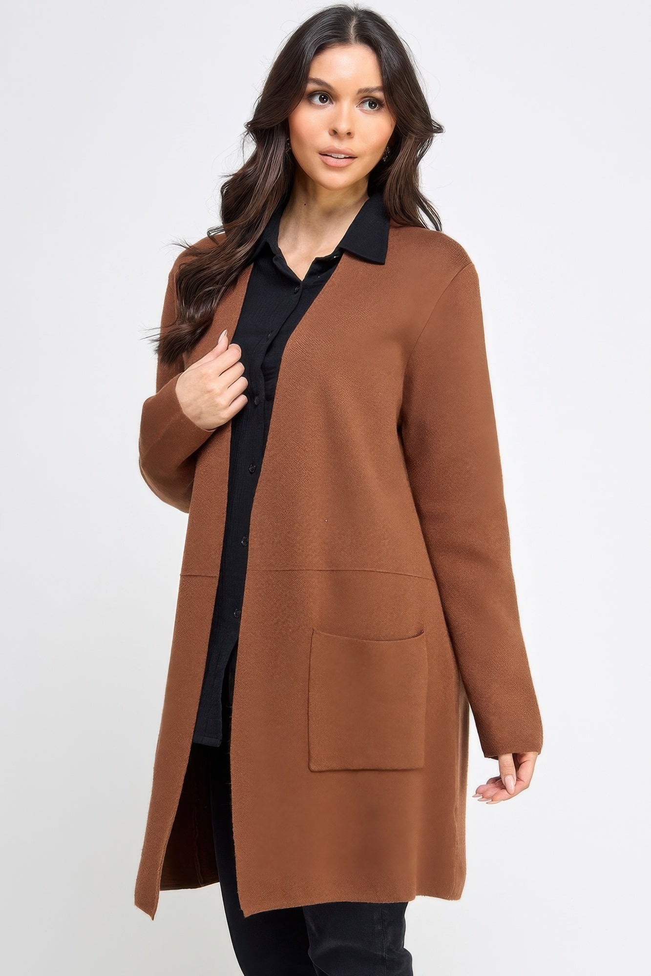 Basic Soft Long Line Open Front Sweater Cardigan - All Season Fashion