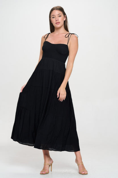 Solid Smocked Ruffle Maxi Dress - All Season Fashion