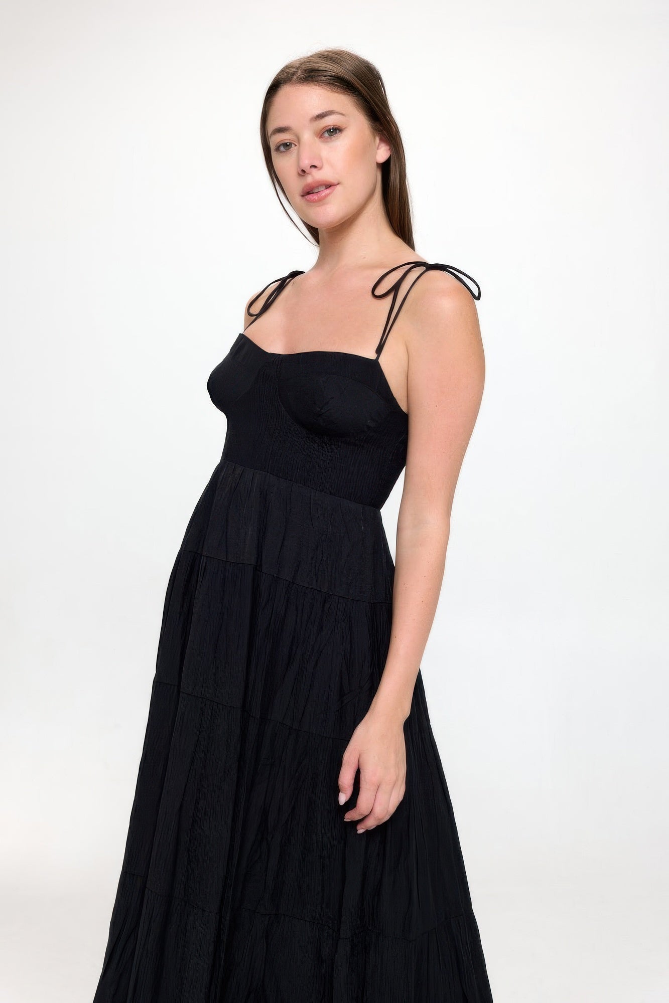 Solid Smocked Ruffle Maxi Dress - All Season Fashion