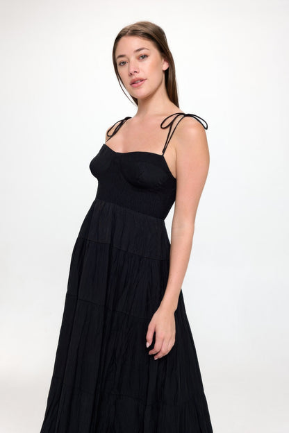 Solid Smocked Ruffle Maxi Dress - All Season Fashion