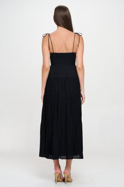 Solid Smocked Ruffle Maxi Dress - All Season Fashion