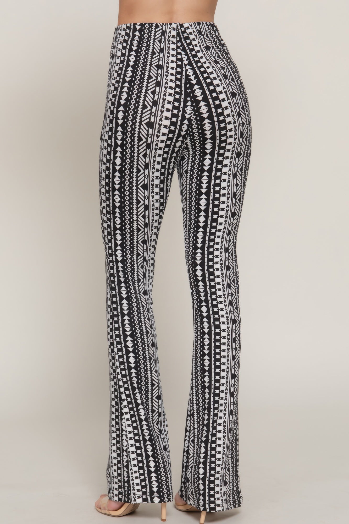 Waist Elastic Slim Flare Print Pants - All Season Fashion