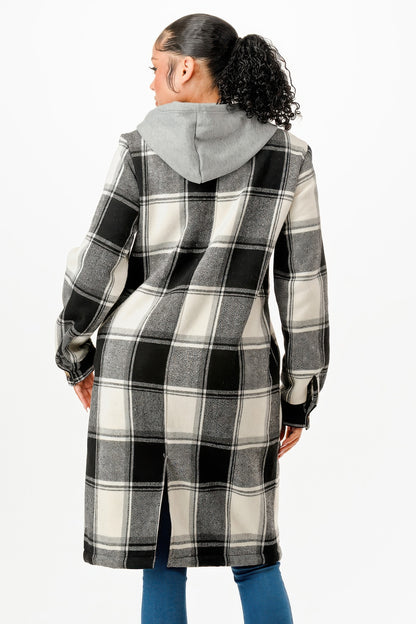 Hooded Plaid Coat - All Season Fashion