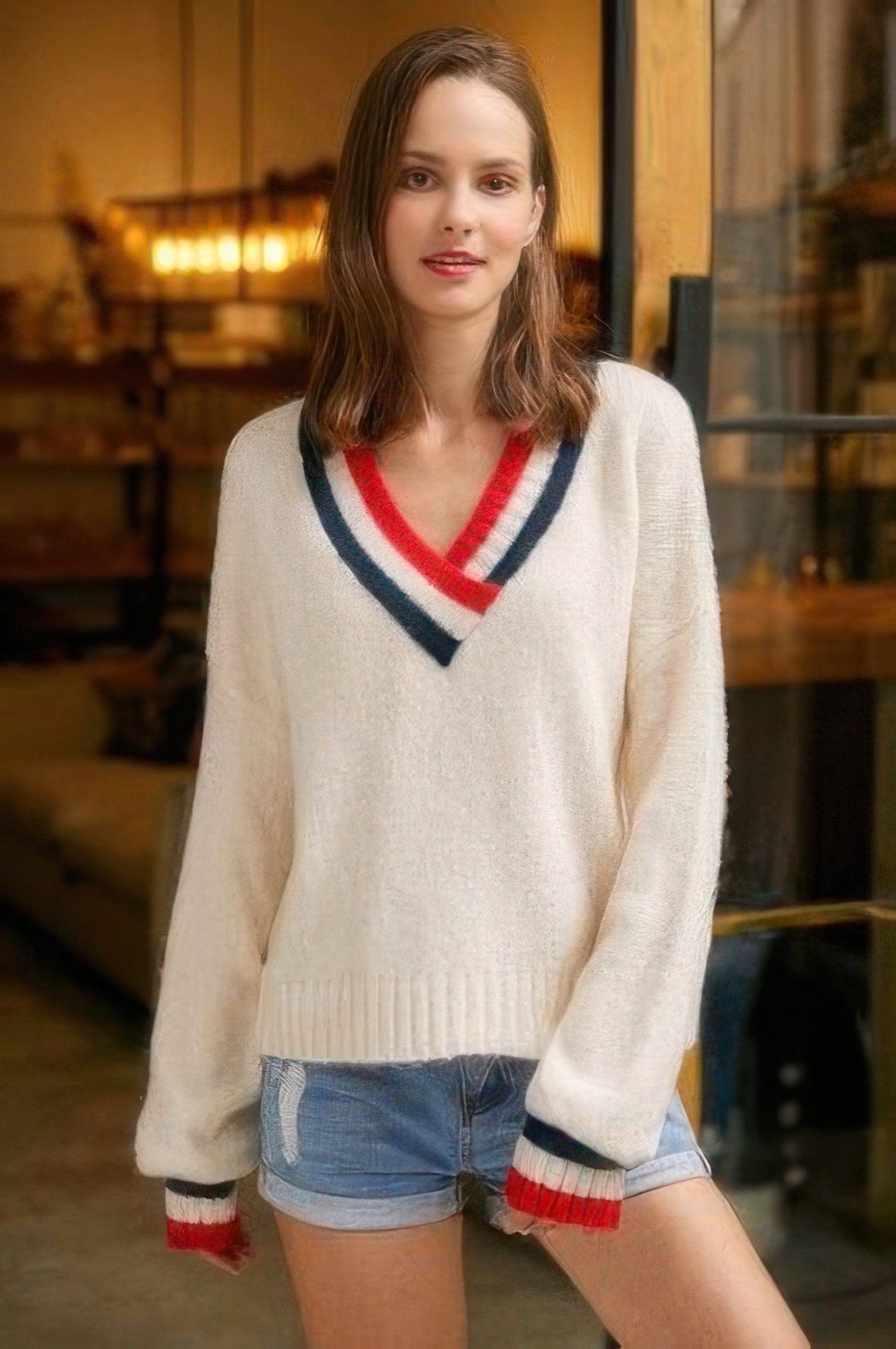 Overlap V Neck Sweater - All Season Fashion