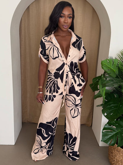 Noir Bloom Pants Set - All Season Fashion